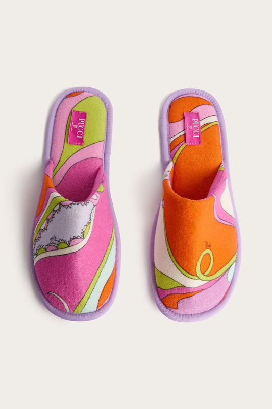 Orchidee Print Terry Slippers