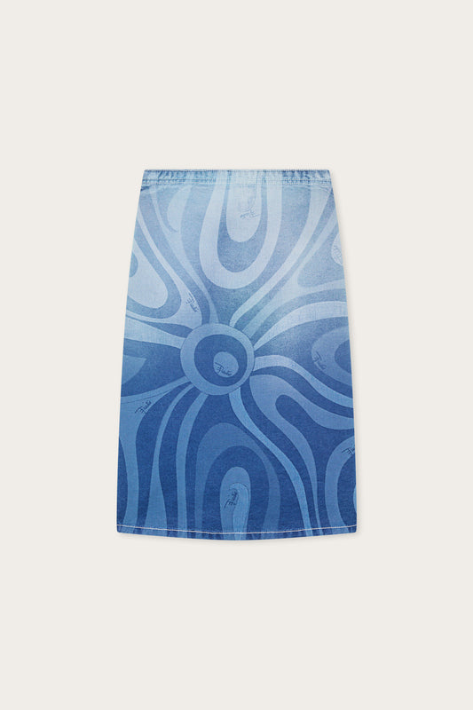 Marmo Print Short Denim Dress