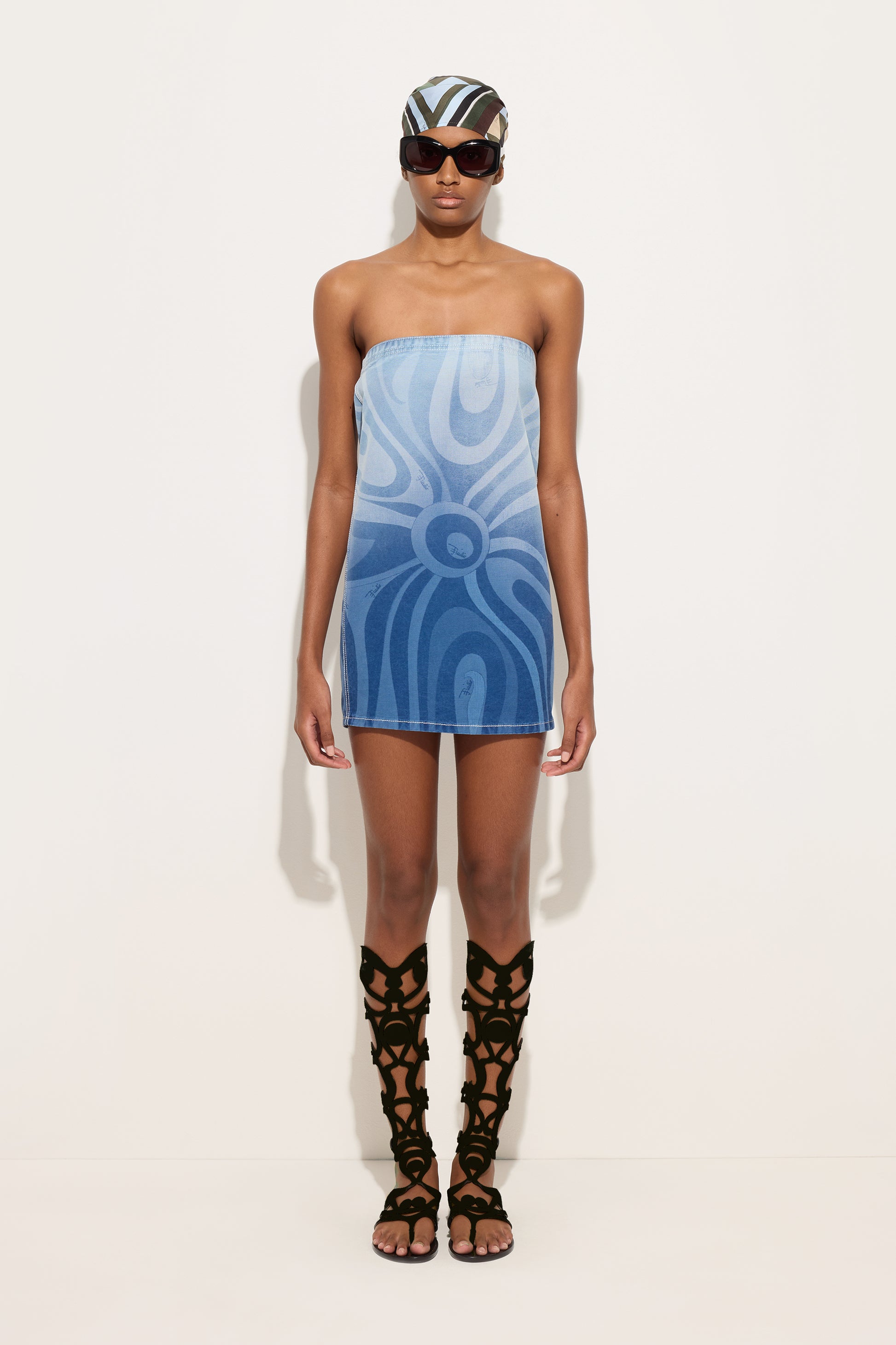 pucci denim dress Marmo-print Mini Dress Denim