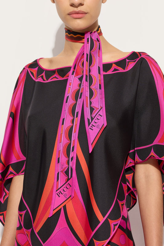 Foulard in Seta con Mix di Stampe