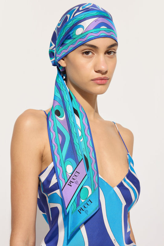 Labirinto Print Silk Triangle Scarf