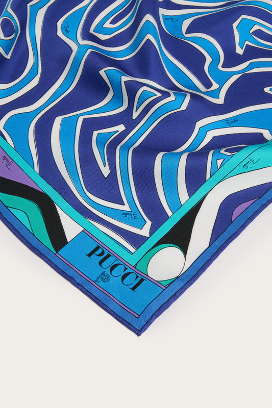 Labirinto Print Silk Triangle Scarf