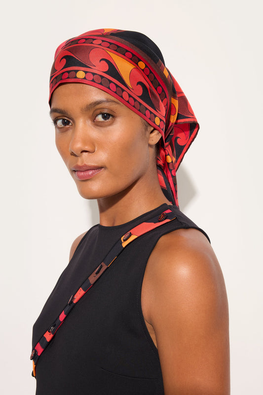 Foulard a Triangolo in Stampa Orchidee