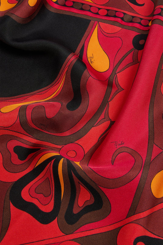 Foulard a Triangolo in Stampa Orchidee