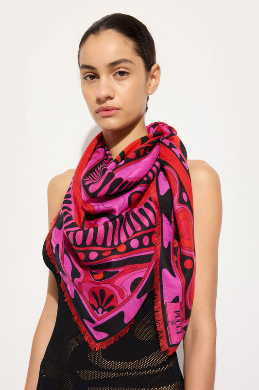 Pashmina in Lana e Seta in Stampa Soleil