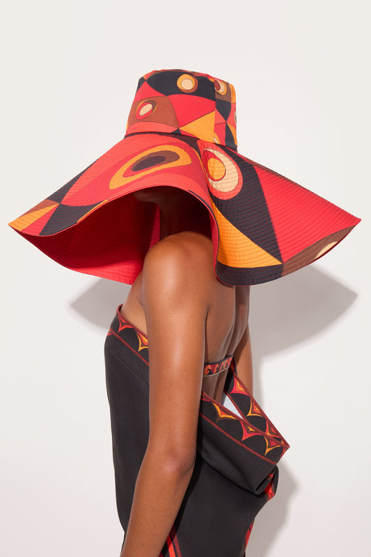 Occhi Print Wide-Brimmed Hat