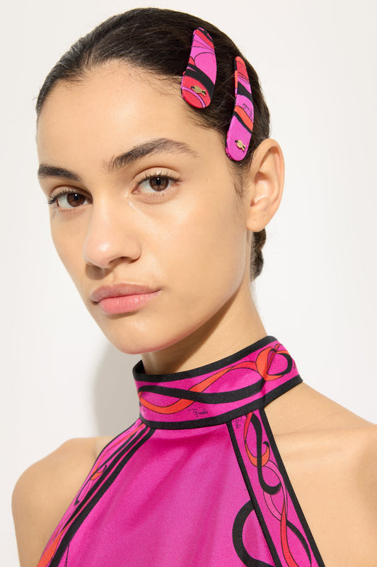 Orchidee Print Hair Clip Set