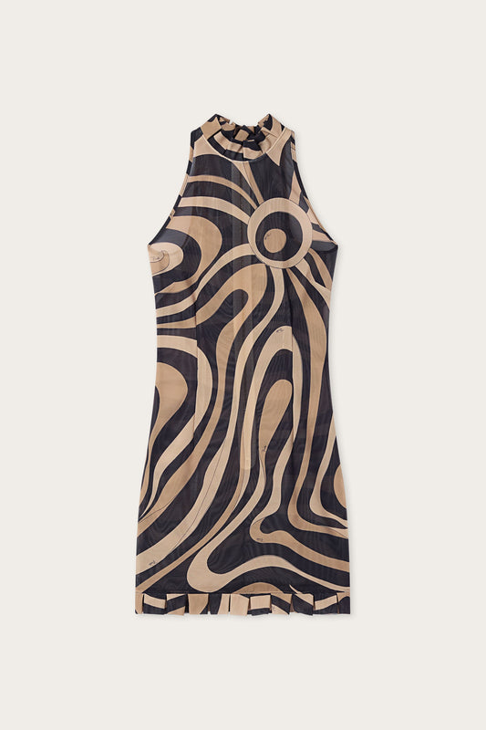 Marmo Print Dress with Ruffle Details