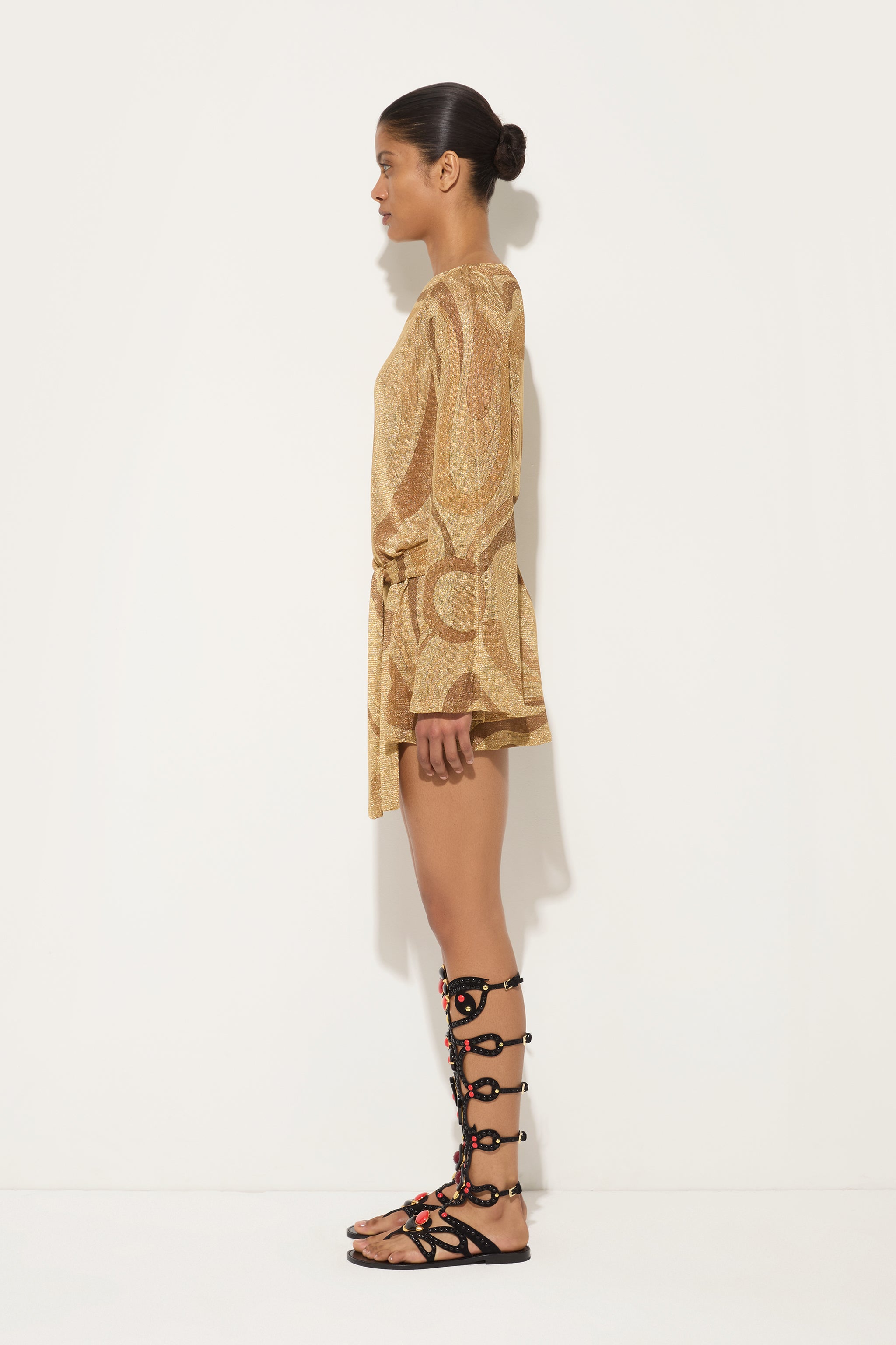 Marmo Print Lamè Dress with Belt – PUCCI