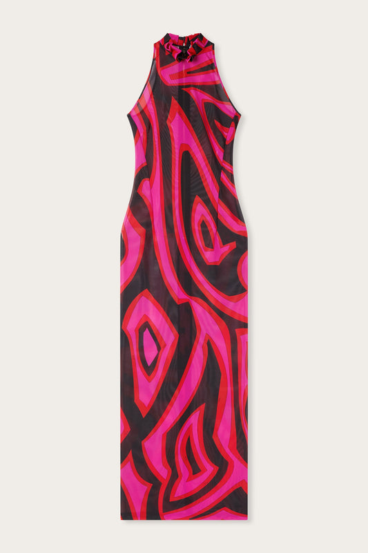 Abito Aderente in Stampa Labirinto