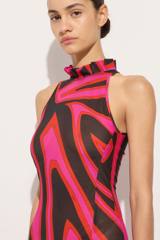 Abito Aderente in Stampa Labirinto