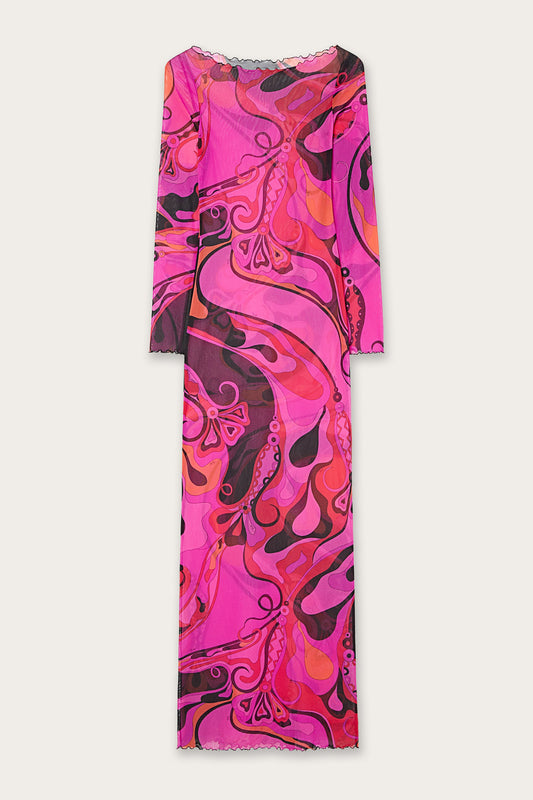 Orchidee Print Tulle Dress