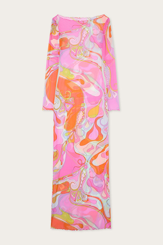 Orchidee Print Tulle Dress