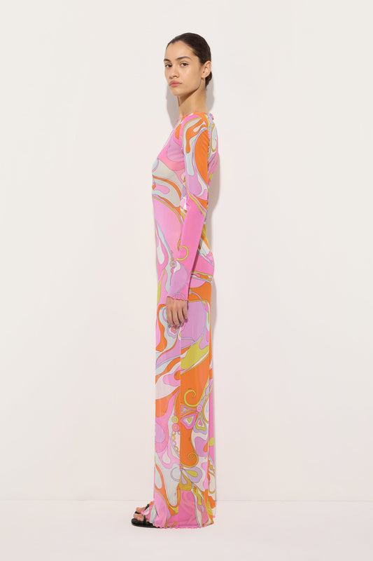 Orchidee Print Tulle Dress