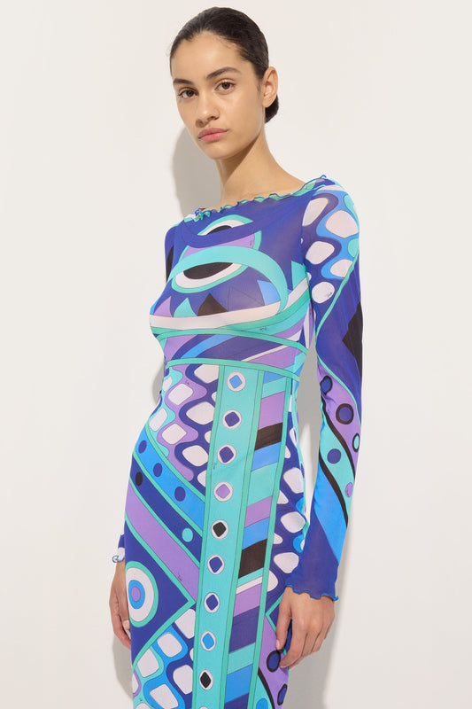 Marmo Print Short Denim Dress – PUCCI