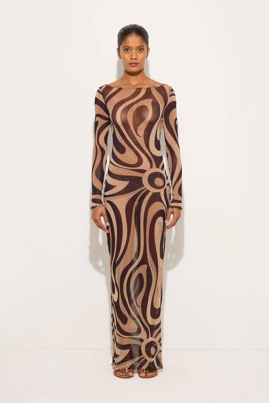 Marmo Print Tulle Dress