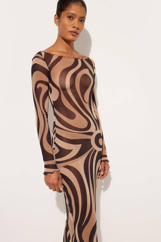 Marmo Print Tulle Dress