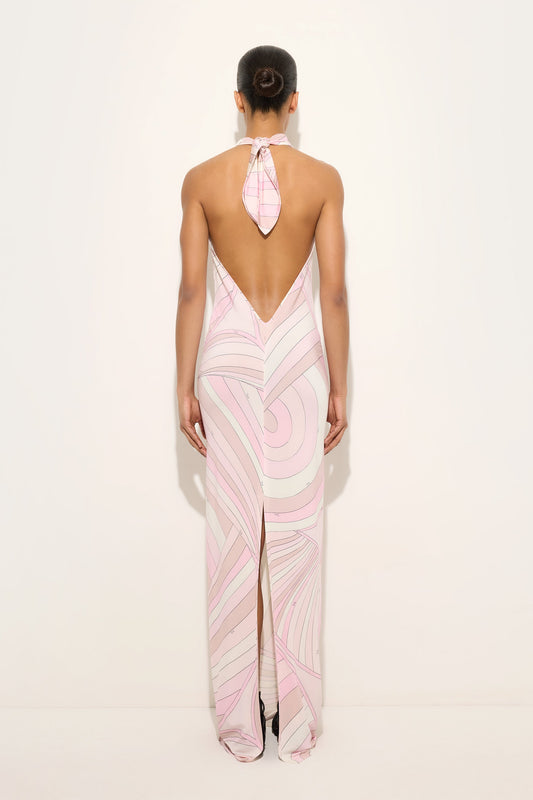 Iride Print Draped Neckline Dress