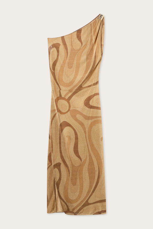 Abito Monospalla in Lamè Stampa Marmo
