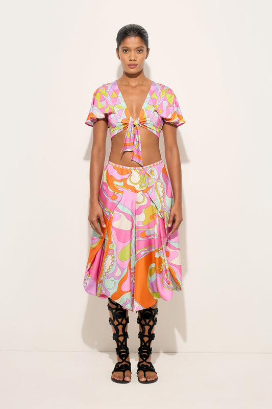 Manuba Print Knotted Top