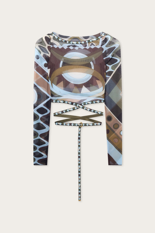 Vivara Print Tulle Crop Top