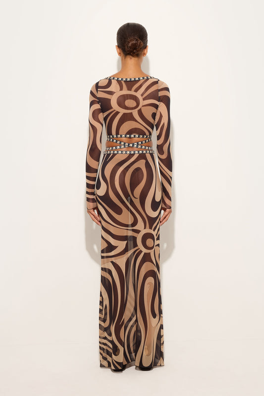 Marmo Print Tulle Crop Top