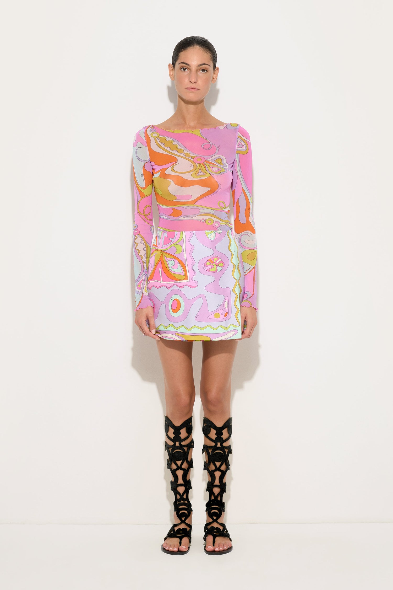 Top in Tulle in Stampa Orchidee