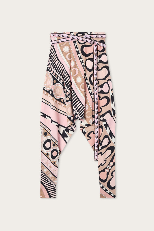 Flowing Pants with Printed Belt