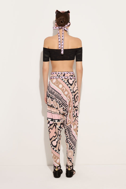 Flowing Pants with Printed Belt