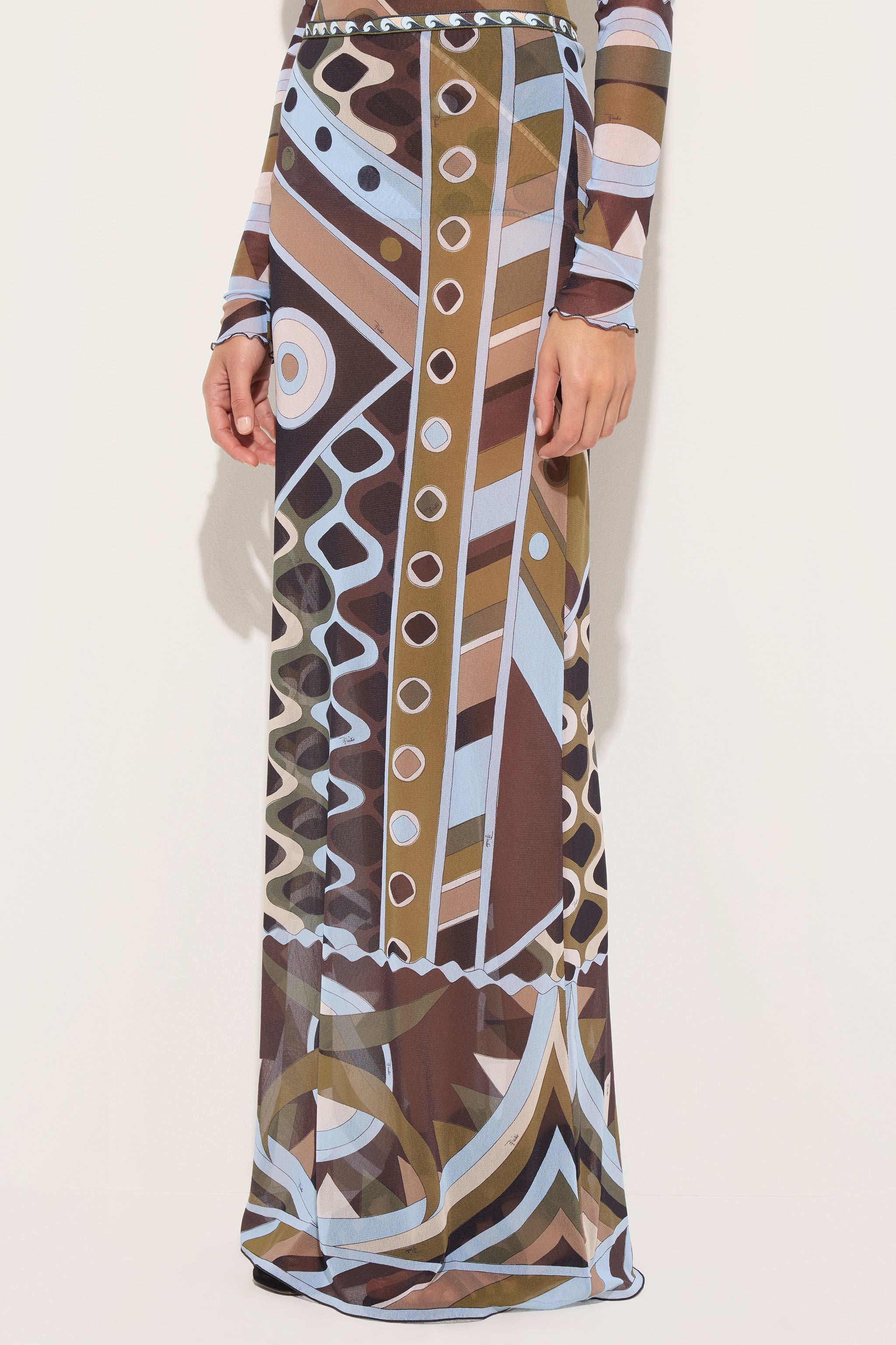 EMILIO PUCCI 総柄裾フリルスカート パープル 38 エレガント 大人 Vivara Print Long Tulle Skirt – PUCCI