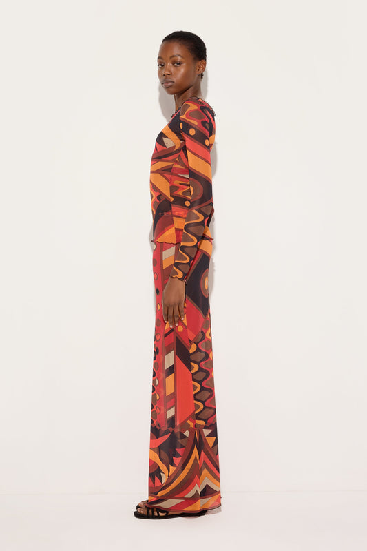 Vivara Print Long Tulle Skirt