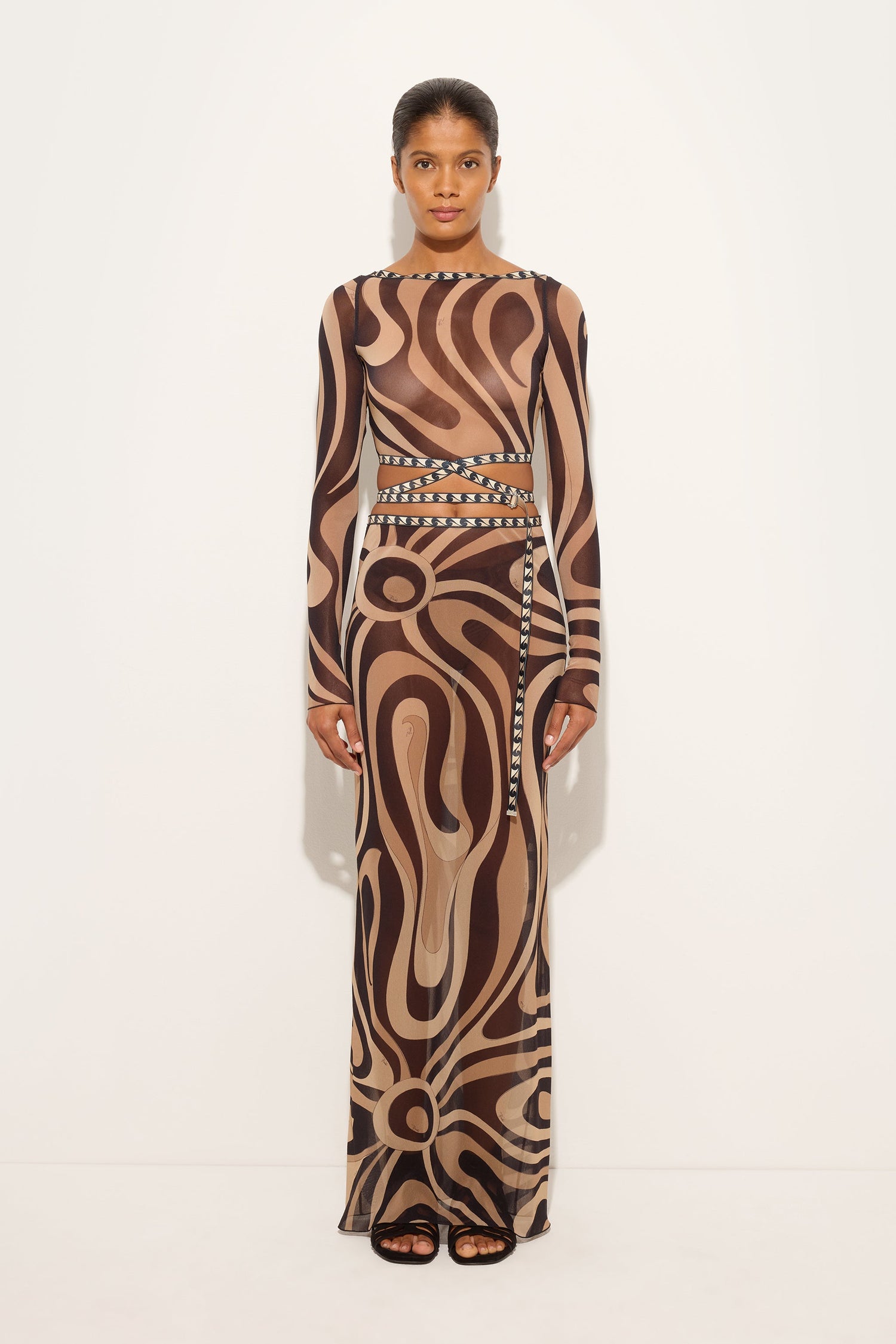 Marmo Print Long Tulle Skirt