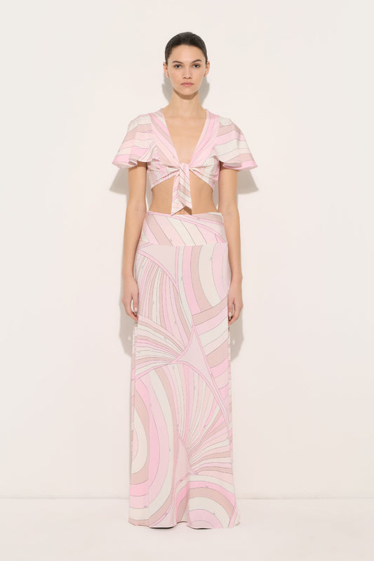 Iride Print Jersey Skirt