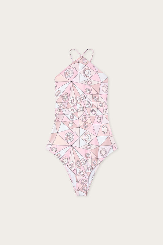 Occhi Print Cross-Back Swimsuit
