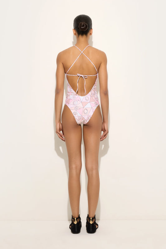 Occhi Print Cross-Back Swimsuit