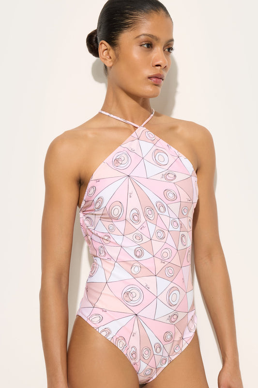 Occhi Print Cross-Back Swimsuit