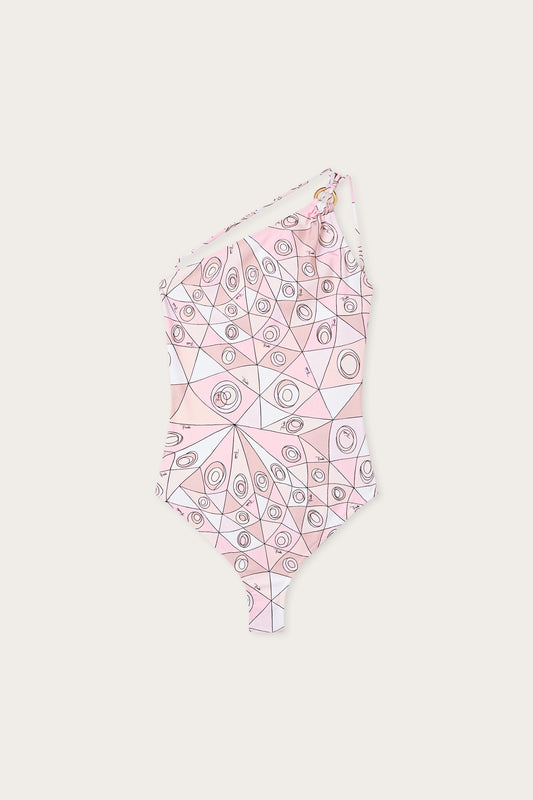 Occhi Print Asymmetrical One-Piece Swimsuit