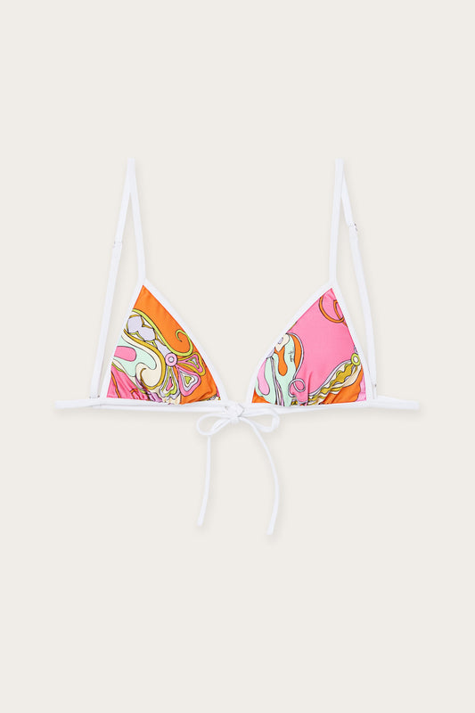 Orchidee Print Triangle Bikini Top