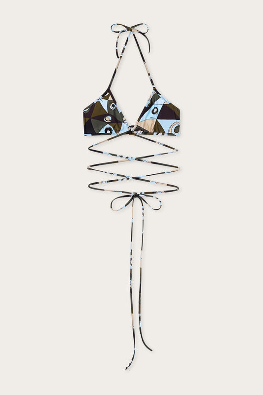 Occhi Print Triangle Bikini Top