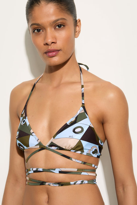 Occhi Print Triangle Bikini Top
