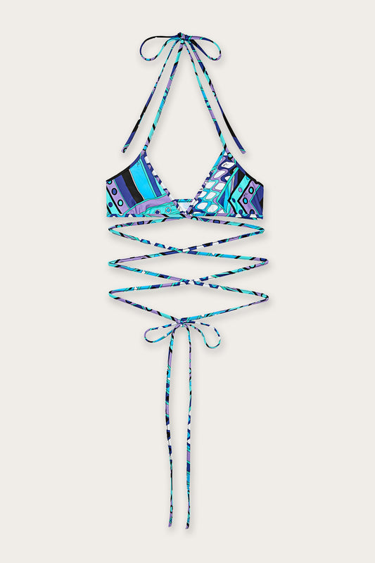 Top Bikini a Triangolo in Stampa Vivara
