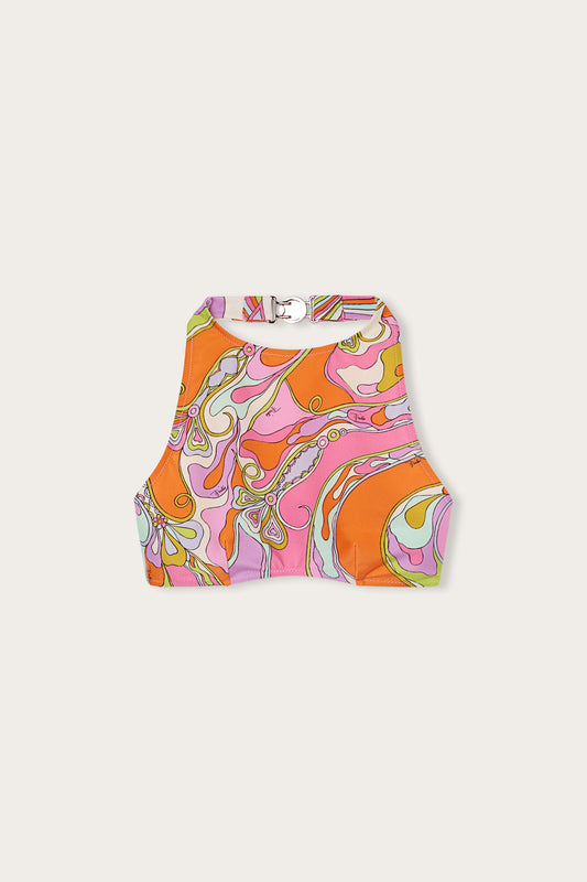 Orchidee Print Bandeau Bikini Top