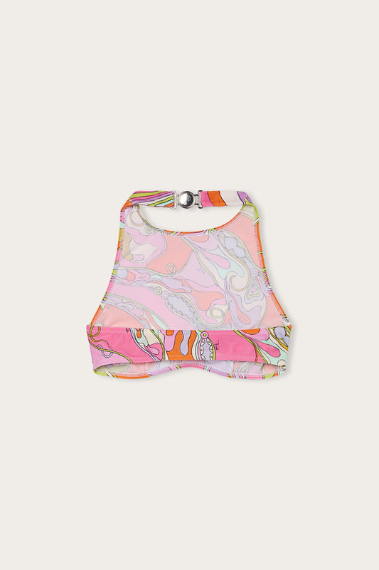 Orchidee Print Bandeau Bikini Top
