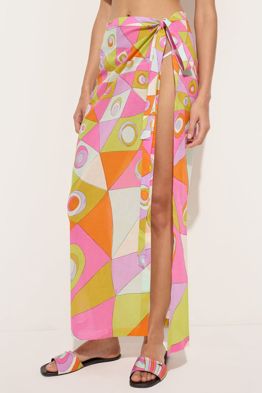 Occhi Print Cotton Sarong Skirt