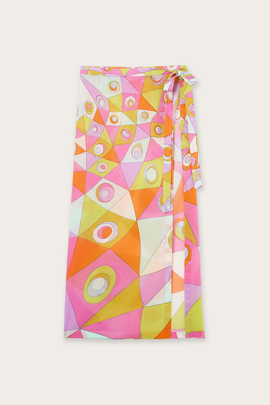 Occhi Print Cotton Sarong Skirt