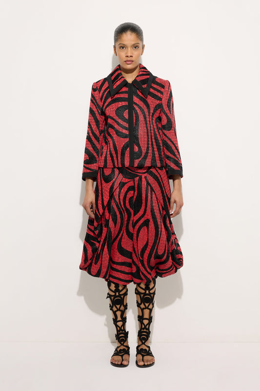 Giacca Caban in Raffia Stampata