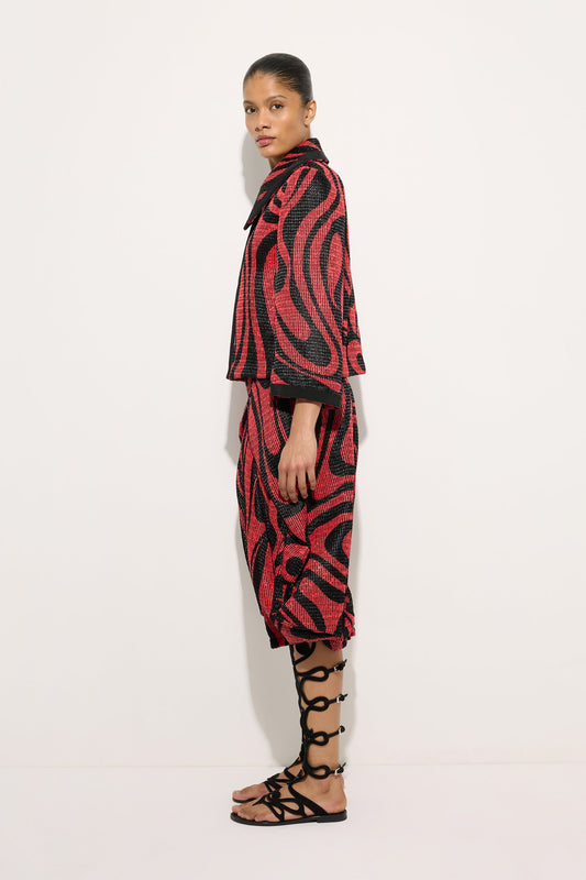 Giacca Caban in Raffia Stampata