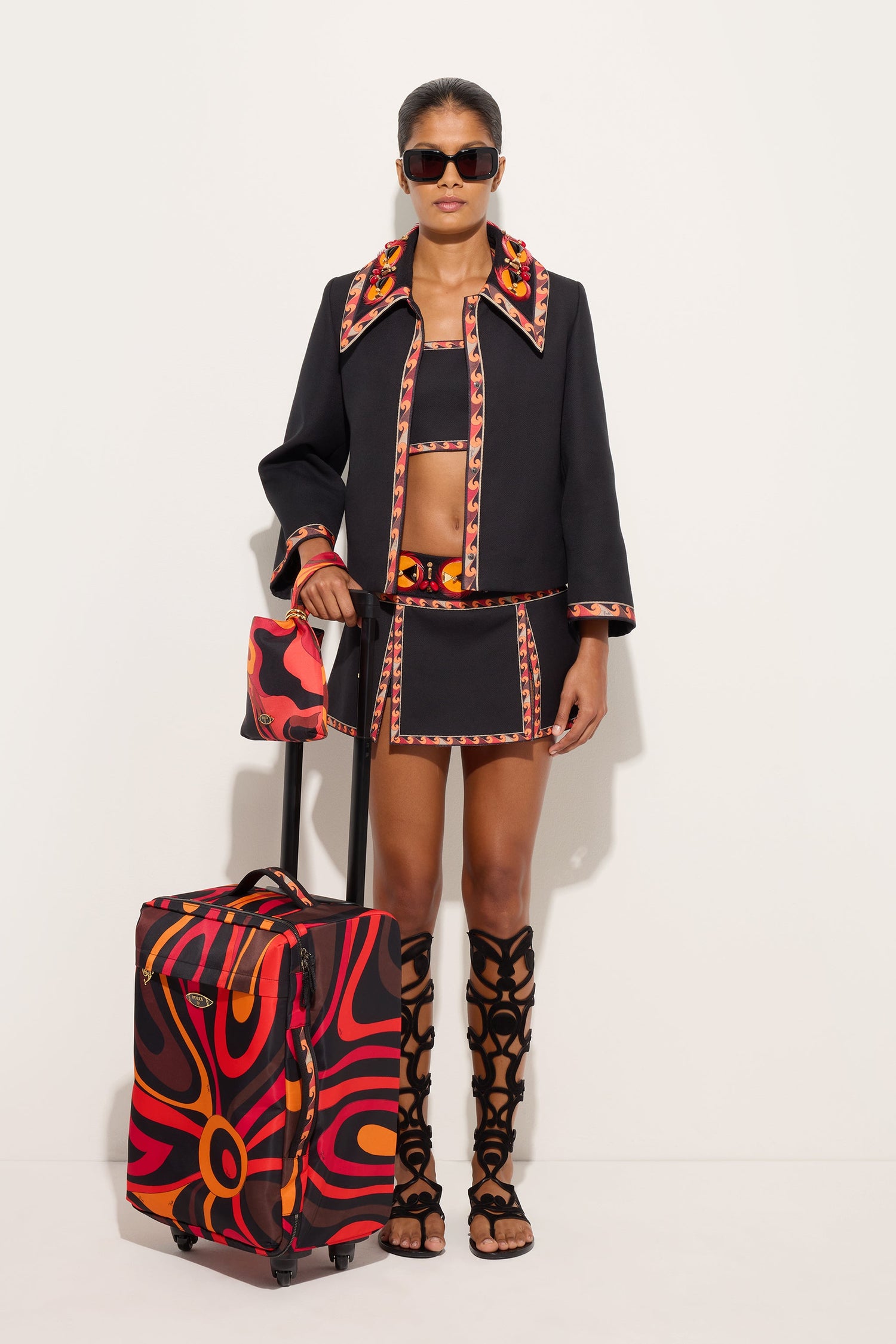 Cotton Jacket with Embroidered Collar