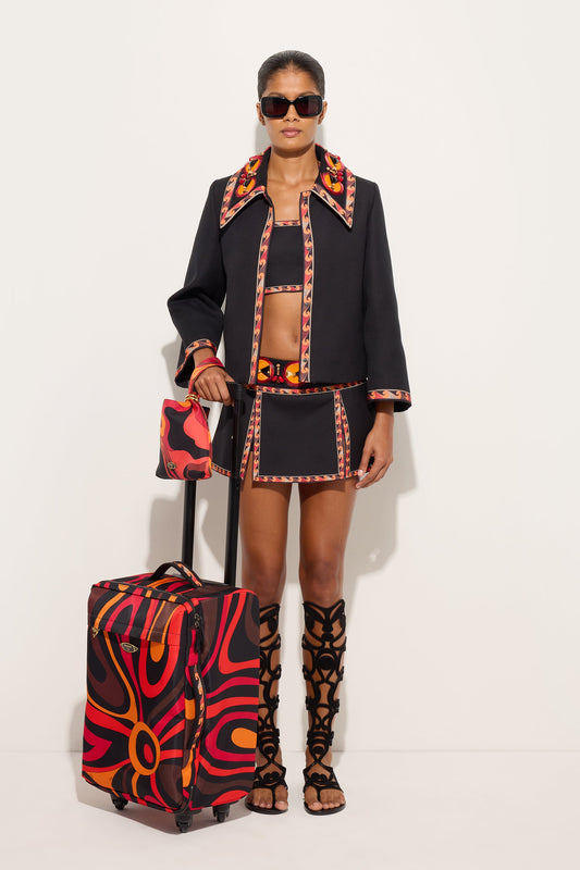 Cotton Jacket with Embroidered Collar