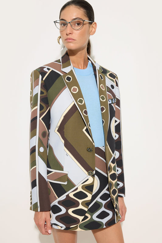 Vivara Print Oversized Jacket in Cool Wool